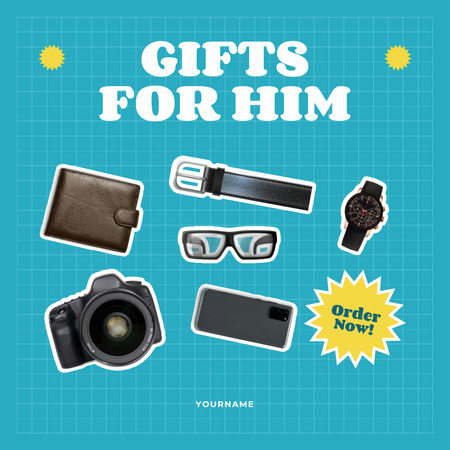 Designvorlage geschenkbox für männer blau für Instagram