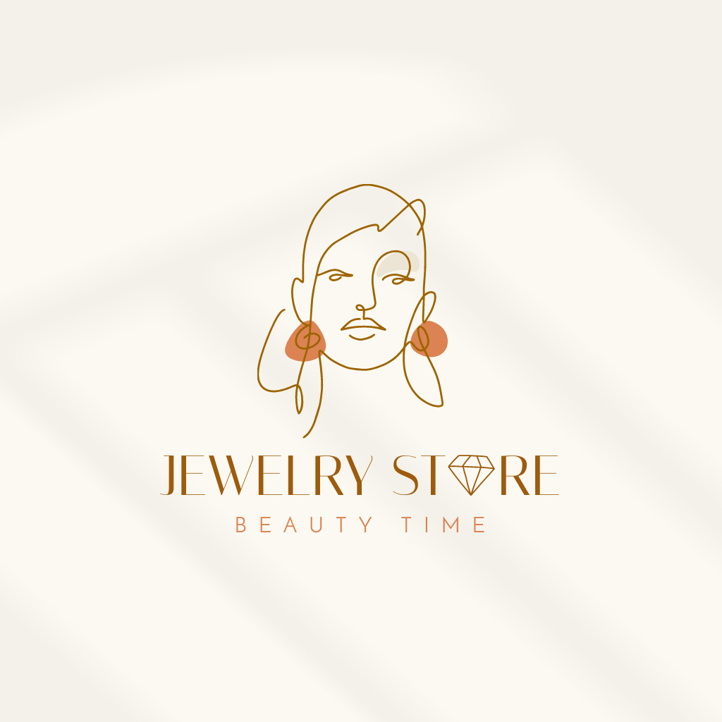 Jewelry Collection Announcement with Female Portrait Logo Design Template