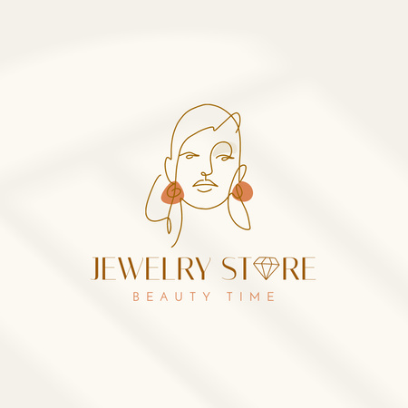 Jewelry Collection Announcement with Stylish Girl Logo Design Template