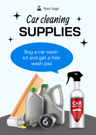 Offer of Supplies for Car Cleaning Flayer – шаблон для дизайна