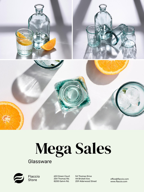 Kitchenware Sale with Jar and Glasses with Orange Poster 36x48in Šablona návrhu