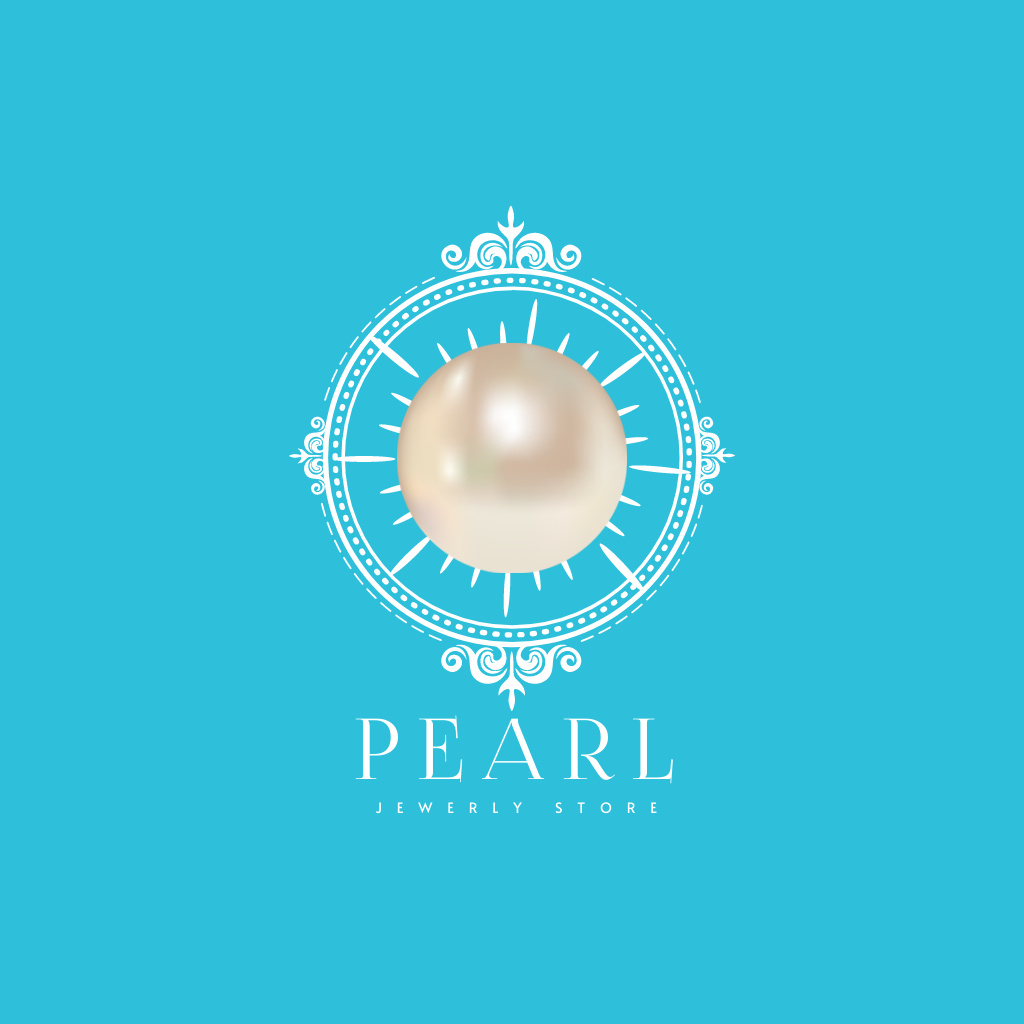 Jewelry Store Ad with Pearl Logo Design Template