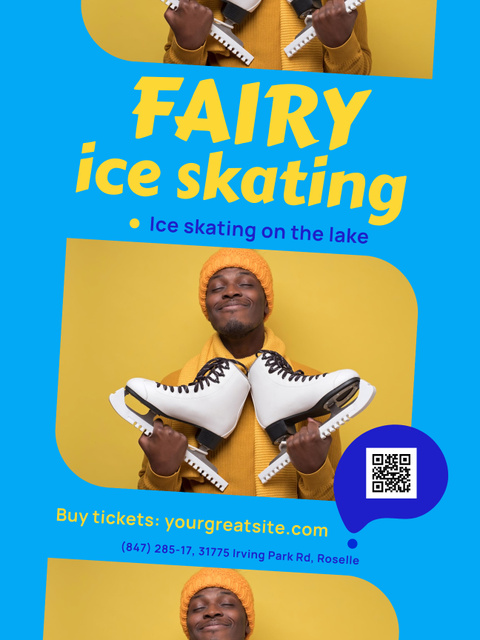 Winter Ice Skating Invitation Poster US Πρότυπο σχεδίασης