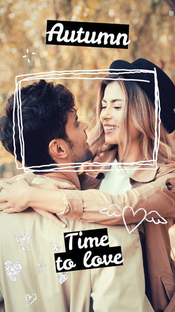 Happy Couple in Autumn Park Instagram Video Story Design Template