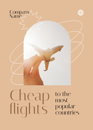 Cheap Flights Ad on Beige Flayer Design Template