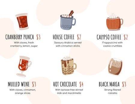 продвижение кафе с горячими напитками Menu 11x8.5in Tri-Fold – шаблон для дизайна