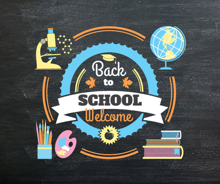 Back to Schools education and sciences icons Facebook Design Template