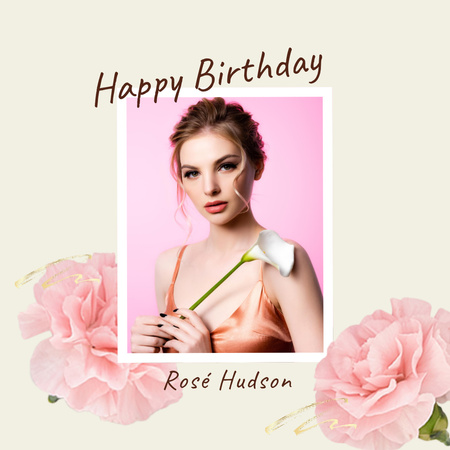 Birthday Greeting with Young Girl Instagram Design Template