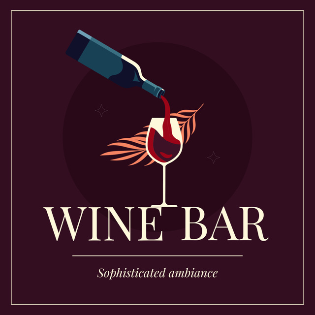 Ontwerpsjabloon van Animated Logo van Wine Bar Promotion With Sophisticated Ambiance and Red Wine