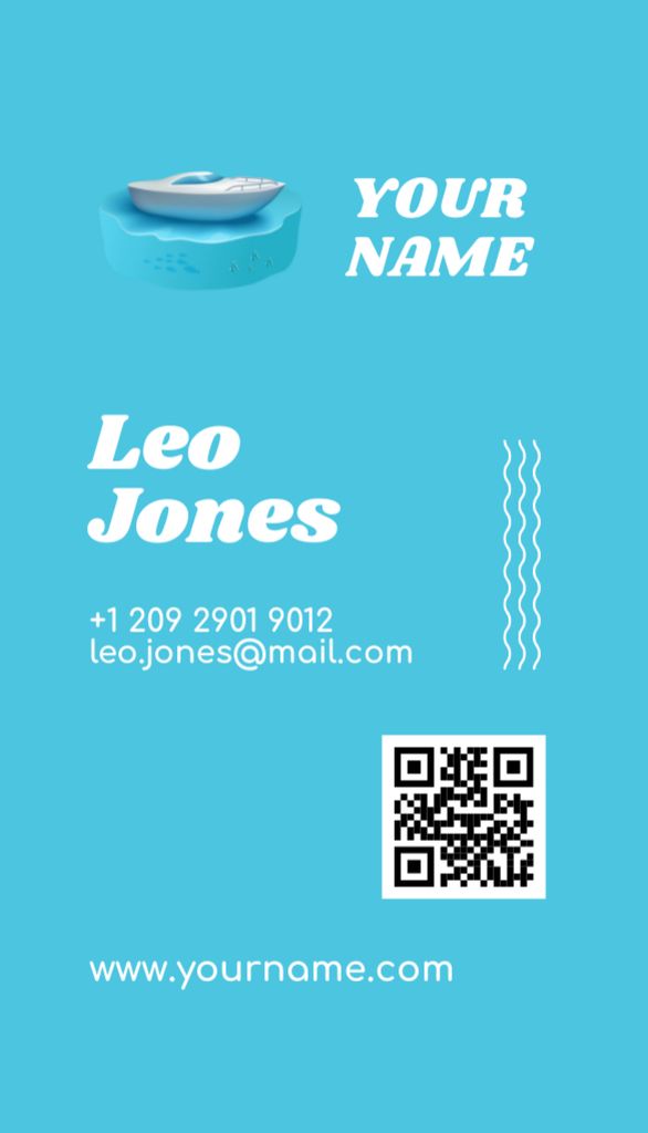 Template di design Yacht Rent Offer on Blue Business Card US Vertical