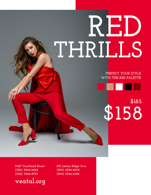 Super Stylish Red Looks Poster 8.5x11inデザインテンプレート