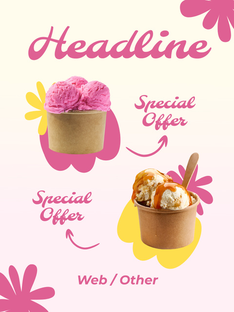Special Offer for Ordering Delicious Ice Cream Poster US Tasarım Şablonu