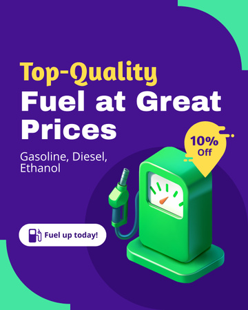 Great Fuel Prices with Discount at Gas Station Instagram Post Vertical Design Template