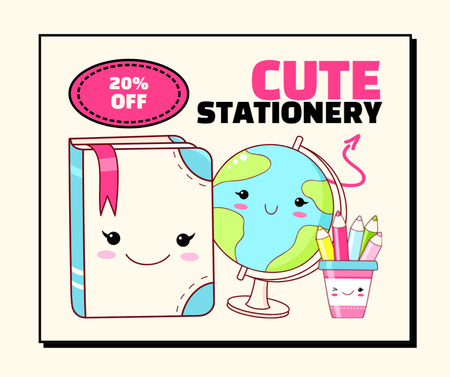 Discount on Cute Stationery for Kids Facebook Design Template