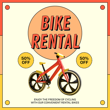 子供から大人までレンタル自転車の割引 Instagramデザインテンプレート