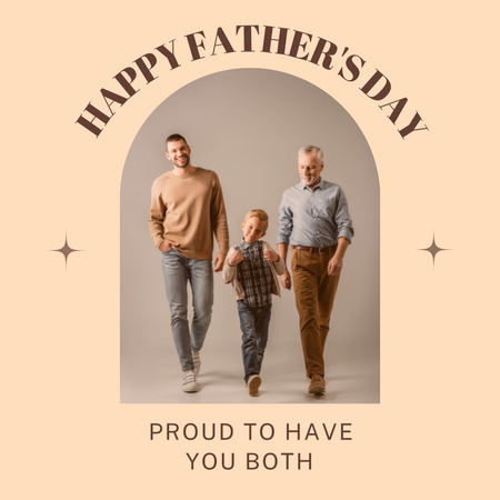 Three Generations of Men for Father's Day Instagram Design Template
