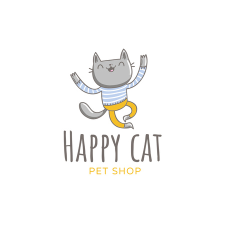 Pet Shop Ad with Cute Cat Logo Modelo de Design