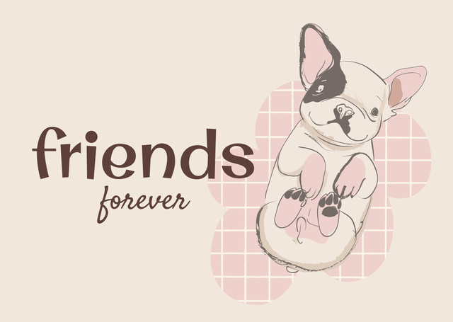 Plantilla de diseño de Funny Puppy In Beige With Friendship Phrase Card 