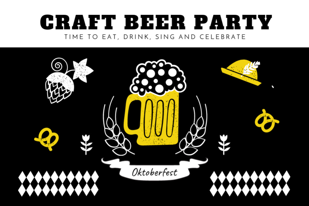 Designvorlage Traditional Oktoberfest Party With Craft Beer für Postcard 4x6in