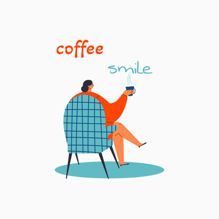 Modèle de visuel tasse à café avec visage mignon - Logo