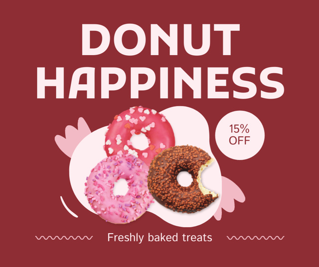 Designvorlage Offer of Discounts on Doughnuts für Facebook