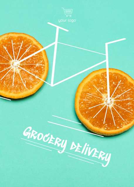 Grocery Delivery Services with Orange Slices Postcard 5x7in Vertical Design Template