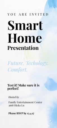Smart Home Presentation Announcement Invitation 9.5x21cm Design Template