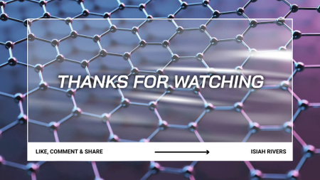 Designvorlage Thanks For Watching Channel With Hexagonal Pattern für YouTube outro