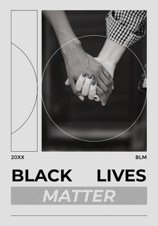Designvorlage Slogan „Black Lives Matter“ mit gemischtrassigen Menschen, die sich an den Händen halten für Poster 28x40in