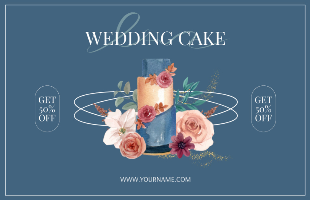 Delicious Cake for Wedding Party Thank You Card 5.5x8.5in Tasarım Şablonu