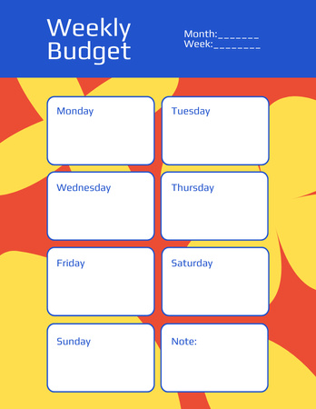 Týdenní rozpočet na barevné abstraktní Notepad 8.5x11in Šablona návrhu