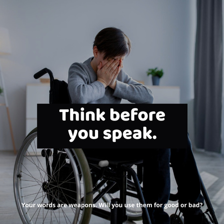 Awareness about Bullying Problem And Asking To Think Before Speaking Animated Post Design Template