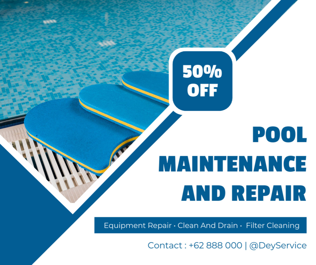 Discounts on Pool Maintenance and Repair Services Facebook Design Template