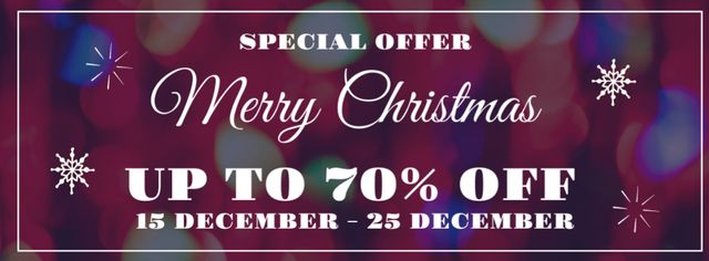 Template di design Christmas Offer with Bokeh on Background Facebook cover