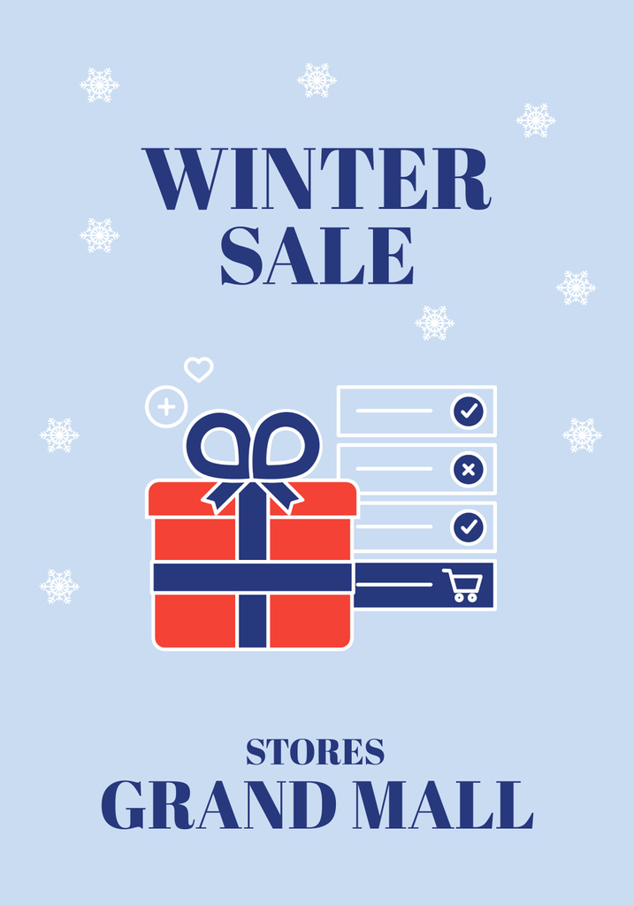 Winter Sale Announcement with Gift Poster 28x40in Modelo de Design