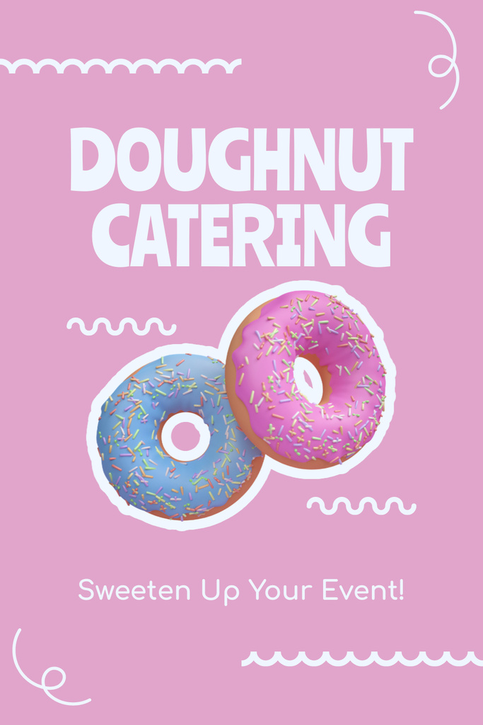 Szablon projektu Doughnut Catering Services with Blue and Pink Donuts Pinterest