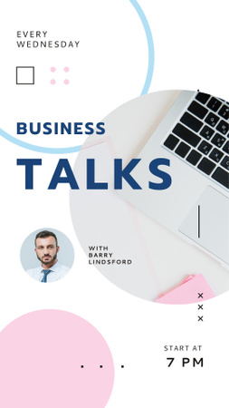 Business Talk Announcement with Confident Businessman Instagram Story Modelo de Design
