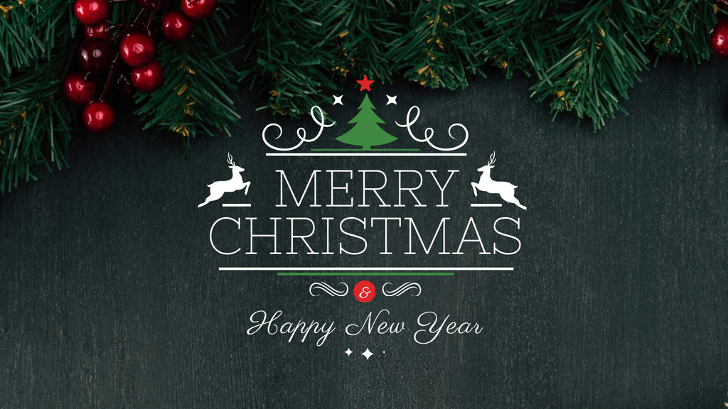 Christmas greeting Fir Tree Branches Title 1680x945px Design Template