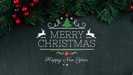 クリスマスの挨拶モミの木の枝 Title 1680x945pxデザインテンプレート