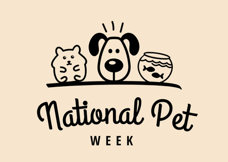 Ανακοίνωση Εθνικής Εβδομάδας Κατοικίδιων Ζώων Postcard Πρότυπο σχεδίασης