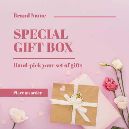 Szablon projektu pudełko z ofertą różową Instagram