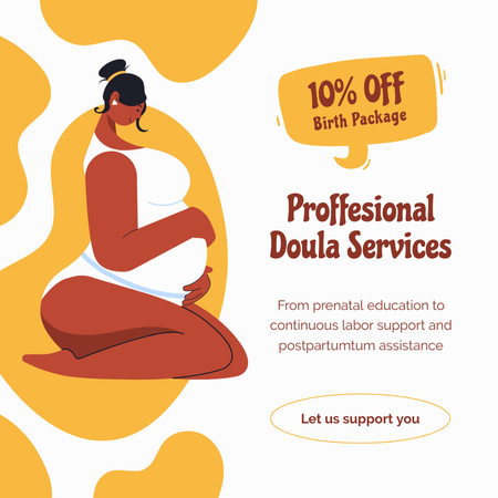 Ontwerpsjabloon van Instagram AD van Professionele en budgetvriendelijke Doula-diensten