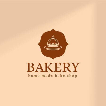 Homemade Bakery Emblem with Cupcake Logo 1080x1080pxデザインテンプレート
