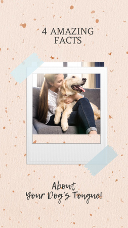 Designvorlage mädchen spielt mit süßem hund für Instagram Story