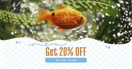 Golden Fish swimming Underwater Facebook AD Design Template