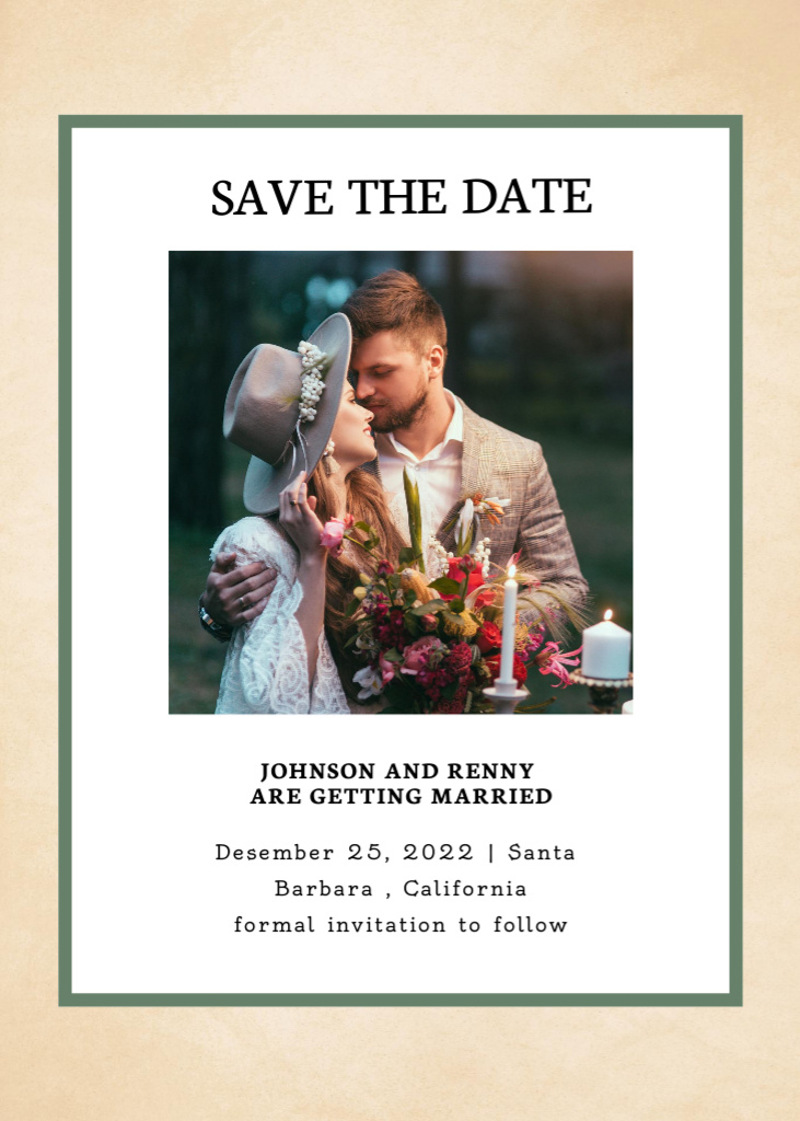 Template di design Wedding Announcement with Happy Newlyweds Invitation