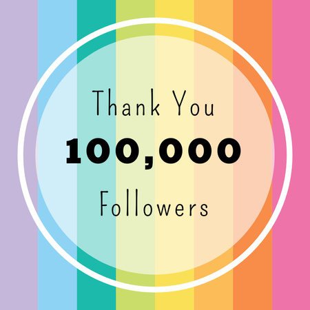 Gratitude to Followers in Social Networks on Colorful Stripes Pattern Instagram Design Template