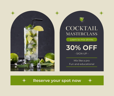 Discount on Booking Place for Cocktail Masterclass Facebook Design Template