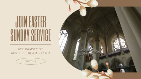 Easter Worship In Old Cathedral Announcement Full HD video Design Template