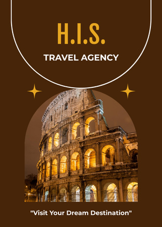 Dream Destinations Travel with Colosseum View Flayer Design Template